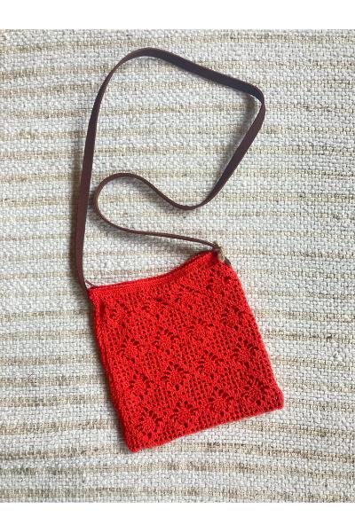 Crochet Cross Body Bag -  Red